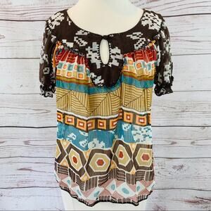 e.c.i. Boho peasant crochet sheer top
